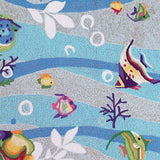 5'x8' Blue Hand Hooked Marine Life Indoor Area Rug