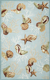 5' x 7' Blue Corals and Shells Indoor Area Rug