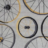 5'x8' Grey Hand Hooked Wheels Indoor Area Rug