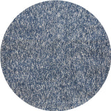 6' Round Indigo or Ivory Heather Plain Indoor Area Rug