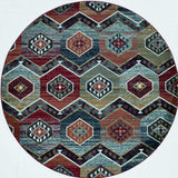 7' Round Multicolor Geometric Diamond Indoor Area Rug