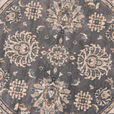 8' Grey Ivory Floral Round Indoor Area Rug