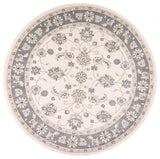 Ivory Grey Bordered Floral Indoor Area Rug