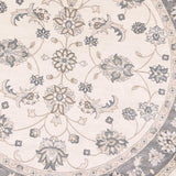 8' Ivory Grey Floral Round Indoor