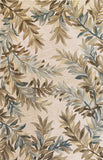 3' x 5' Ivory Tropical Leaves Wool Indoor Area Rug