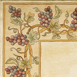 3' x 6' Ivory Grapes and Vines Bordered Wool Indoor