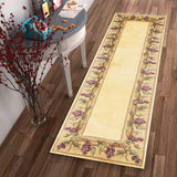 2' x 8' Ivory Grapes and Vines Bordered Wool Indoor Runner