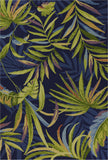 5' x 7' Ink Blue Tropical Leaves UV Treated Indoor Outdoor Area Rug