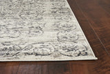 5'x8' Ivory Grey Machine Woven Distressed Floral Traditional Indoor Area Rug
