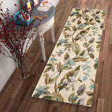 2' x 8' Runner Wool Ivory or Teal Area Rug