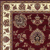 7' Octagon Red or Ivory Floral Bordered Indoor Area Rug