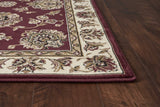 7' Octagon Red or Ivory Floral Bordered Indoor Area Rug