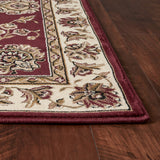 Red Ivory Machine Woven Traditional Octagon Indoor Area Rug