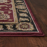 Red Black Machine Woven Traditional Octagon Indoor Area Rug