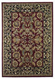 7' Octagon Red or Black Floral Bordered Indoor Area Rug