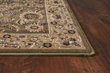7' Octagon Green or Taupe Floral Bordered Indoor Area Rug
