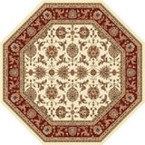 Ivory Red Machine Woven Traditional Octagon Indoor