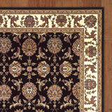 Black Ivory Machine Woven Floral Traditional Indoor Area Rug