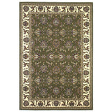 Green Ivory Machine Woven Traditional Octagon Indoor Area Rug