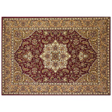 Red Beige Machine Woven Traditional Medallion Octagon Indoor Area Rug