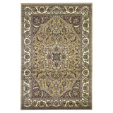 Beige Ivory Machine Woven Traditional Medallion Octagon Indoor Area Rug