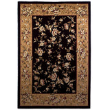 Black Beige Machine Woven Traditional Floral Octagon Indoor Area Rug