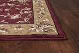 7' Octagon Red or Beige Floral Bordered Indoor Area Rug