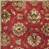 5' Round Red Floral Vine Wool Indoor Area Rug