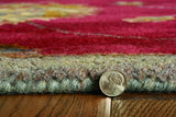 5' Round Red Floral Vine Wool Indoor Area Rug