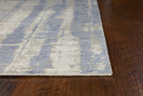 3' x 5' Grey or Blue Abstract Brushstrokes Viscose Indoor Area Rug