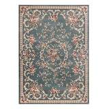 8' x 10' Slate Blue Floral Bordered Indoor Area Rug