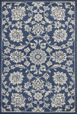 8'x11' Denim Blue Machine Woven UV Treated Floral Traditional Indoor Outdoor Area Rug