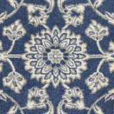 8'x11' Denim Blue Machine Woven UV Treated Floral Traditional Indoor Outdoor Area Rug