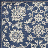 8'x11' Denim Blue Machine Woven UV Treated Floral Traditional Indoor Outdoor Area Rug