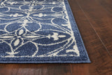 8'x11' Denim Blue Machine Woven UV Treated Ogee Indoor Outdoor Area Rug