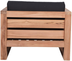 Anguilla Waterproof Fabric / Teak Wood / Foam Contemporary Black Waterproof Fabric Outdoor Chair - 35.5" W x 33.5" D x 25" H