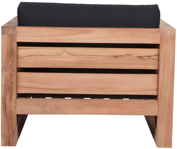 Anguilla Waterproof Fabric / Teak Wood / Foam Contemporary Black Waterproof Fabric Outdoor Chair - 35.5" W x 33.5" D x 25" H