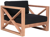 Anguilla Waterproof Fabric / Teak Wood / Foam Contemporary Black Waterproof Fabric Outdoor Chair - 35.5" W x 33.5" D x 25" H