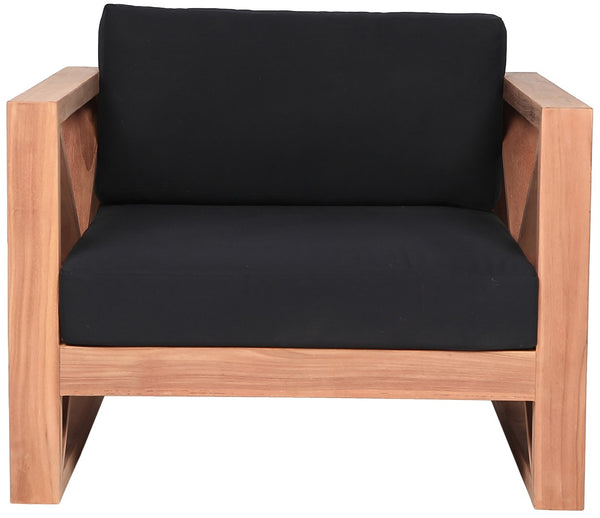 Anguilla Waterproof Fabric / Teak Wood / Foam Contemporary Black Waterproof Fabric Outdoor Chair - 35.5" W x 33.5" D x 25" H