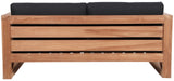 Anguilla Waterproof Fabric / Teak Wood / Foam Contemporary Black Waterproof Fabric Outdoor Loveseat - 65" W x 33.5" D x 25" H