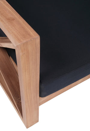 Anguilla Waterproof Fabric / Teak Wood / Foam Contemporary Black Waterproof Fabric Outdoor Loveseat - 65" W x 33.5" D x 25" H