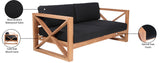 Anguilla Waterproof Fabric / Teak Wood / Foam Contemporary Black Waterproof Fabric Outdoor Sofa - 83" W x 33.5" D x 25" H