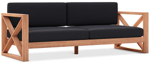 Anguilla Waterproof Fabric / Teak Wood / Foam Contemporary Black Waterproof Fabric Outdoor Sofa - 83" W x 33.5" D x 25" H