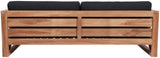 Anguilla Waterproof Fabric / Teak Wood / Foam Contemporary Black Waterproof Fabric Outdoor Sofa - 83" W x 33.5" D x 25" H