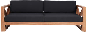 Anguilla Waterproof Fabric / Teak Wood / Foam Contemporary Black Waterproof Fabric Outdoor Sofa - 83" W x 33.5" D x 25" H