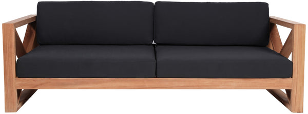 Anguilla Waterproof Fabric / Teak Wood / Foam Contemporary Black Waterproof Fabric Outdoor Sofa - 83" W x 33.5" D x 25" H