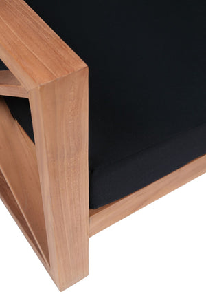 Anguilla Waterproof Fabric / Teak Wood / Foam Contemporary Black Waterproof Fabric Outdoor Sofa - 83" W x 33.5" D x 25" H