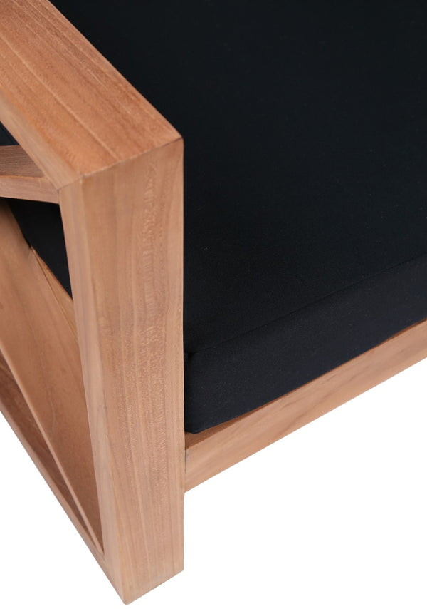 Anguilla Waterproof Fabric / Teak Wood / Foam Contemporary Black Waterproof Fabric Outdoor Sofa - 83" W x 33.5" D x 25" H