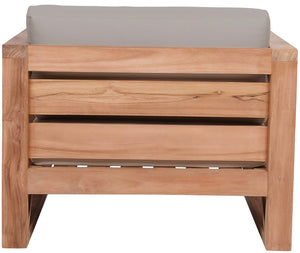 Anguilla Waterproof Fabric / Teak Wood / Foam Contemporary Grey Waterproof Fabric Outdoor Chair - 35.5" W x 33.5" D x 25" H