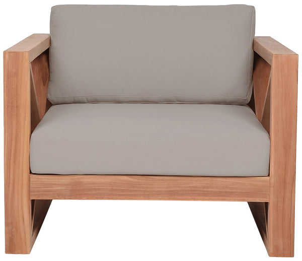 Anguilla Waterproof Fabric / Teak Wood / Foam Contemporary Grey Waterproof Fabric Outdoor Chair - 35.5" W x 33.5" D x 25" H